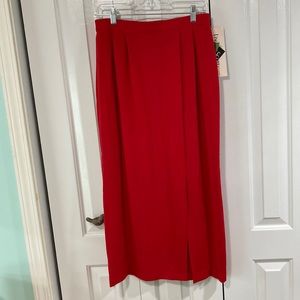 Vintage Lindsey Scott red maxi skirt with slit in back and on side. Size 12.